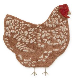 Covor pentru copii maro lavabil, țesut manual din bumbac 110x100 cm Chicken – Lorena Canals