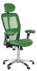 Scaun de birou ergonomic si reglabil, pivotant, tetiera, baza metalica, verde