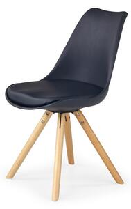 Scaun sufragerie, cadru lemn, stil scandinav, inaltime 81 cm, ABS si piele ecologica, negru