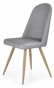 Scaun scandinav pentru sufragerie, cadru metalic, 45x59x90x47 cm, tapiterie gri
