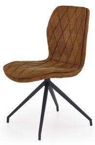 Scaun elegant pentru living, cadru metalic negru, tapiterie maro, inaltime 90 cm