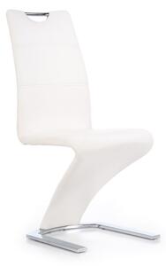Scaun living Emma, tapitat cu piele ecologica, modern, cadru metalic, baza tip U, alb