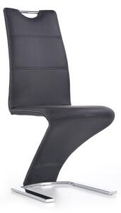 Scaun tapitat Emma, pentru living/dining, cadru cromat, piele ecologica neagra, inaltime 101 cm