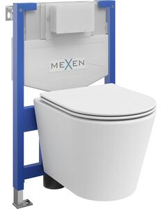 Mexen set WC încastrat cadru Felix XS-F cu vas de toaletă Rico și capac de toaletă cu închidere lentă, Albă mat - 68030724001