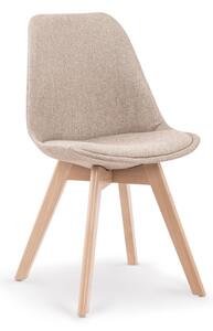 Scaun scandinav pentru interior, cadru lemn, tapiterie material textil, bej