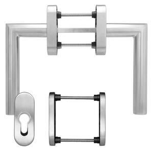 Maner usa de balcon, Blaugelb, simetric cu rozeta, material inox mat