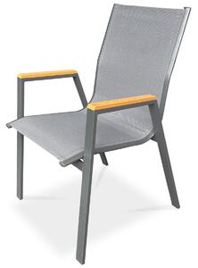 Autronic Scaun de grădină, metal, textil, gri, AZC-S1050 GREY