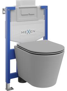 Mexen set WC încastrat cadru Felix XS-U cu vas de toaletă Rico și capac de toaletă cu închidere lentă, Gri deschis mat - 685307