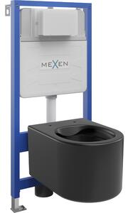 Mexen set WC încastrat cadru Felix Slim cu vas de toaletă Sofia, Negru mat - 6103354XX85