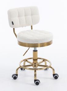 HR636 Scaun Crem Boucle cu Bază Aurie