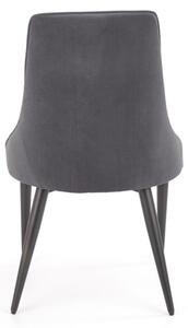 Scaun Iris, tapitat cu catifea, cadru otel, 52x57x90x46 cm, gri
