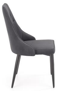 Scaun Iris, tapitat cu catifea, cadru otel, 52x57x90x46 cm, gri