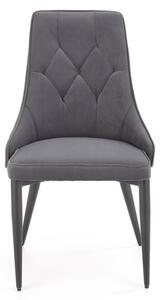 Scaun Iris, tapitat cu catifea, cadru otel, 52x57x90x46 cm, gri
