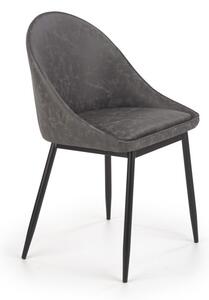 Scaun living, baza metalica, matlasat cu piele ecologica, 49x48x84x50 cm, gri