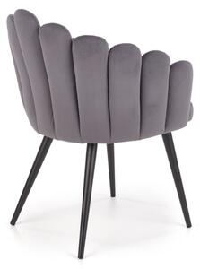 Scaun matlasat, spatar scoica, catifea gri si metal, 65x62x85x50 cm