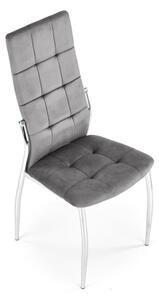 Scaun Anais stil glamour, tapitat cu catifea gri, baza otel cromat, 43x54x101x47 cm