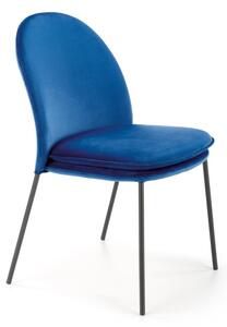 Scaun pentru living, stil modern, inaltime 84 cm, catifea bleumarin, otel