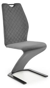 Scaun tapitat Carla, catifea gri inchis, baza cromata, 46x61x102x51 cm