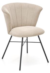 Scaun living stil contemporan, tapiterie textila bej, cadru metal, 60x59x79x48 cm