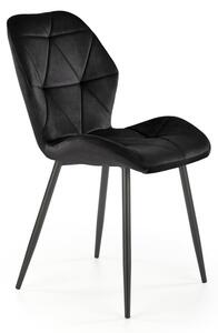 Scaun Briana stil scandinav, tapitat, cadru metal, 48x53x86x50 cm, catifea neagra