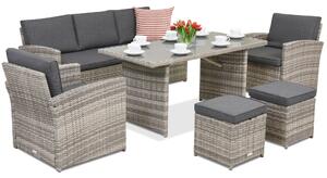 Mobilier de grădină Monaco Apetito 5 cu pufe Garden Point gri deschis