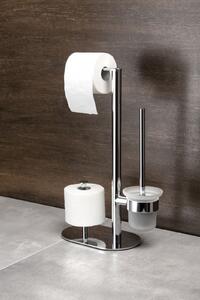 Suport perie wc multifunctional crom lucios, Deante Round Crom lucios