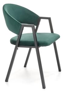 Scaun modern Xonia, amplasare dining, cadru metalic, catifea verde, inaltime 82 cm