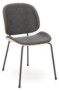 Scaun tapitat, cadru metal/lemn, stil modern, 47x57x81x46 cm, material textil gri