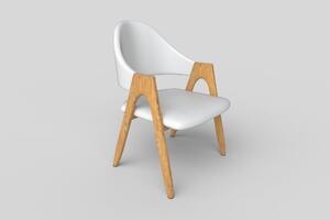 Scaun living K247, alb/stejar, piele ecologica/metal, 51X51X80 CM