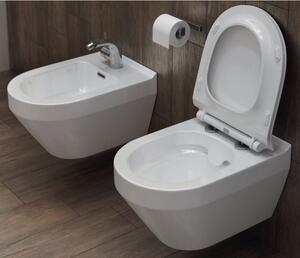 Set vas wc suspendat oval rimless, cu capac soft close si easy off, Cersanit Crea