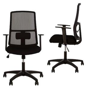 Set 2 scaune de birou MERCAS, cu brate, mesh textil, negru