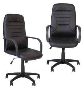 Set 2 scaune de birou LUKE, piele ecologica, Negru
