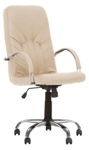 Scaun directorial MAVIS STEEL CHROME, piele ecologica, Crem