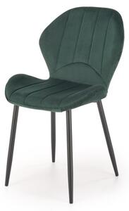 Scaun elegant de living, cadru metalic si tapiterie din catifea, inaltime 85 cm, verde, picioare negre