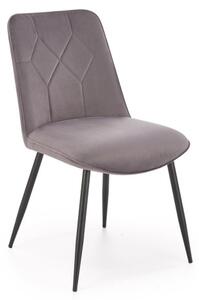 Scaun Halmar K539 de living, picioare din metal, spatar cu model, tapiterie catifea, latime 50 cm, inaltime 84 cm, gri