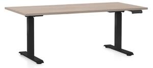 Masa inaltime reglabila OfficeTech C, 160 x 80 cm, bază neagră, stejar