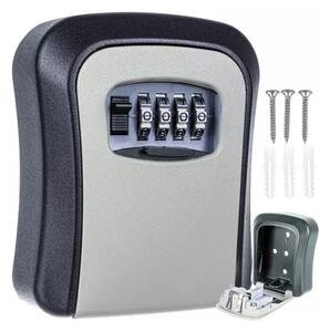 Seif depozitare chei, cod siguranta, 4 cifre, metal/plastic, 12x9x4cm, negru/gri