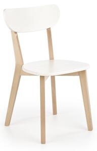 Scaun in stil scandinav pentru bucatarie sau dining, cadru din MDF, alb/natur, 45x50x81x47 cm