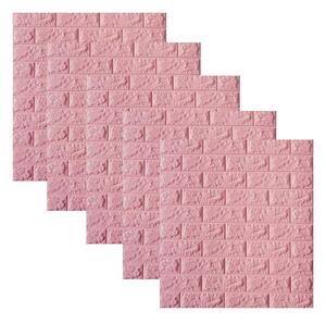 Set 5 x Tapet adeziv caramida roz, 77 x 70 cm, spuma moale 3D