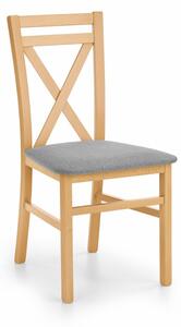 Scaun din MDF si tapiterie textila, stil scandinav, sezut tapitat, 45x49x90x45 cm, maro, gri