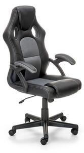 Scaun gaming Berkel, reglare 108-117 cm, latime 62 cm, baza polipropilena, maxim 100 kg, piele eco, negru/gri