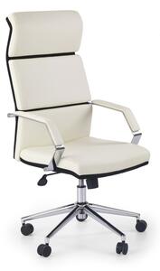 Scaun de birou directorial, ergonomic, inaltime 117-124 cm, baza metal, clasic, functie blocare, piele ecologica alba