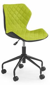 Scaun rotativ copii, inaltime reglabila 78-88 cm, modern, functie blocare si balansare, stofa si piele eco, verde/negru