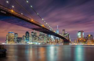 Fotografie Brooklyn Bridge at Night, Michael Zheng