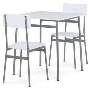 Set dining pentru 2 persoane 70x70x76 cm – masă MDF și 2 scaune AUT-O2122 WT