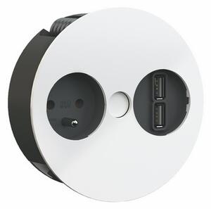 Priză încasabilă BACH TWIST 1Z, 2x USB 2 m, alb