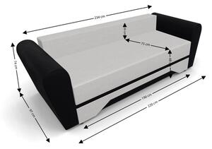 Canapea Extensibilă Atlanta Bonell Mini, Bej Deschis/Negru