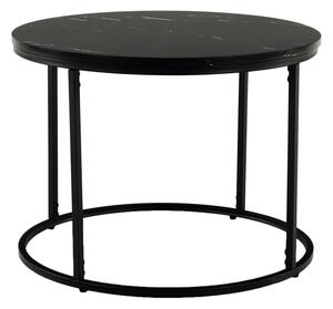 Masuta de cafea GAGIN, negru cu efect de marmura, MDF/metal, 60x60x45