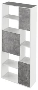 Biblioteca ULIMI, alb/gri beton, DTD laminat, 80x30x180 cm