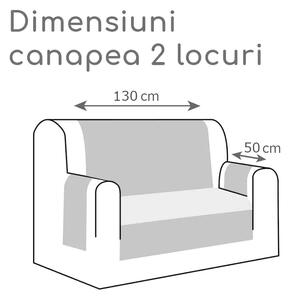 Cuvertura matlasata canapea 2 locuri 130 x 205 cm, model romburi, doua fete, Gri Deschis